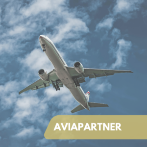 Vliegtuig zweeft door de lucht, symbool van de dynamische wereld van Aviapartner.